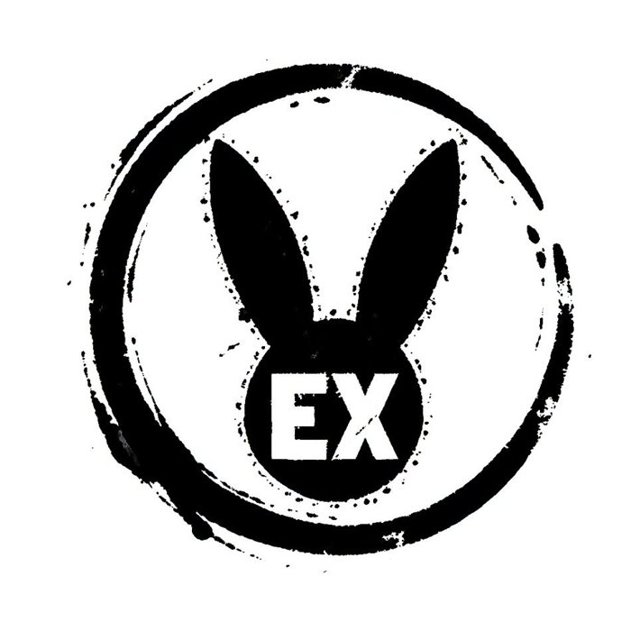 exisTIERt.org Signet mit Hasenohren und EX-Schriftzug